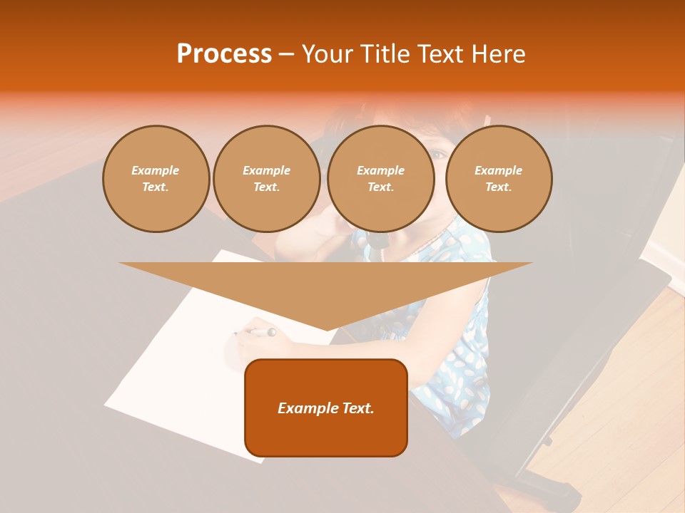 A Little Girl Sitting At A Desk Talking On A Phone PowerPoint Template