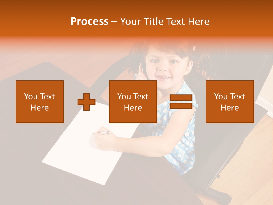 A Little Girl Sitting At A Desk Talking On A Phone PowerPoint Template