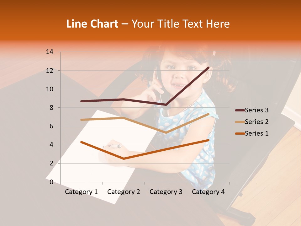 A Little Girl Sitting At A Desk Talking On A Phone PowerPoint Template