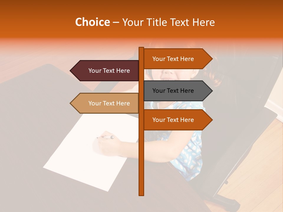 A Little Girl Sitting At A Desk Talking On A Phone PowerPoint Template