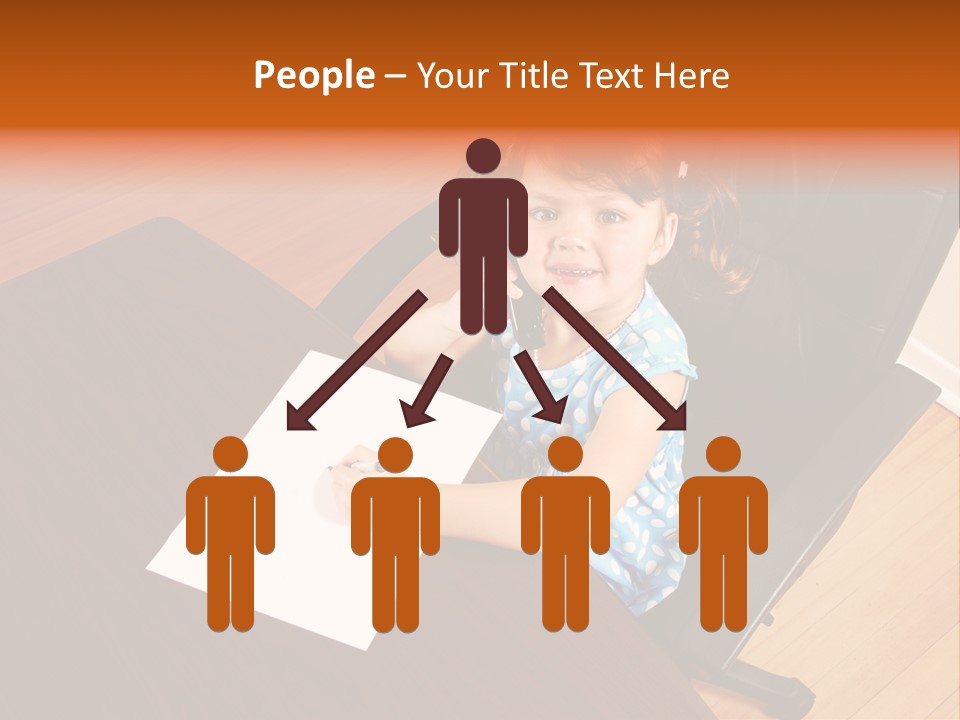 A Little Girl Sitting At A Desk Talking On A Phone PowerPoint Template