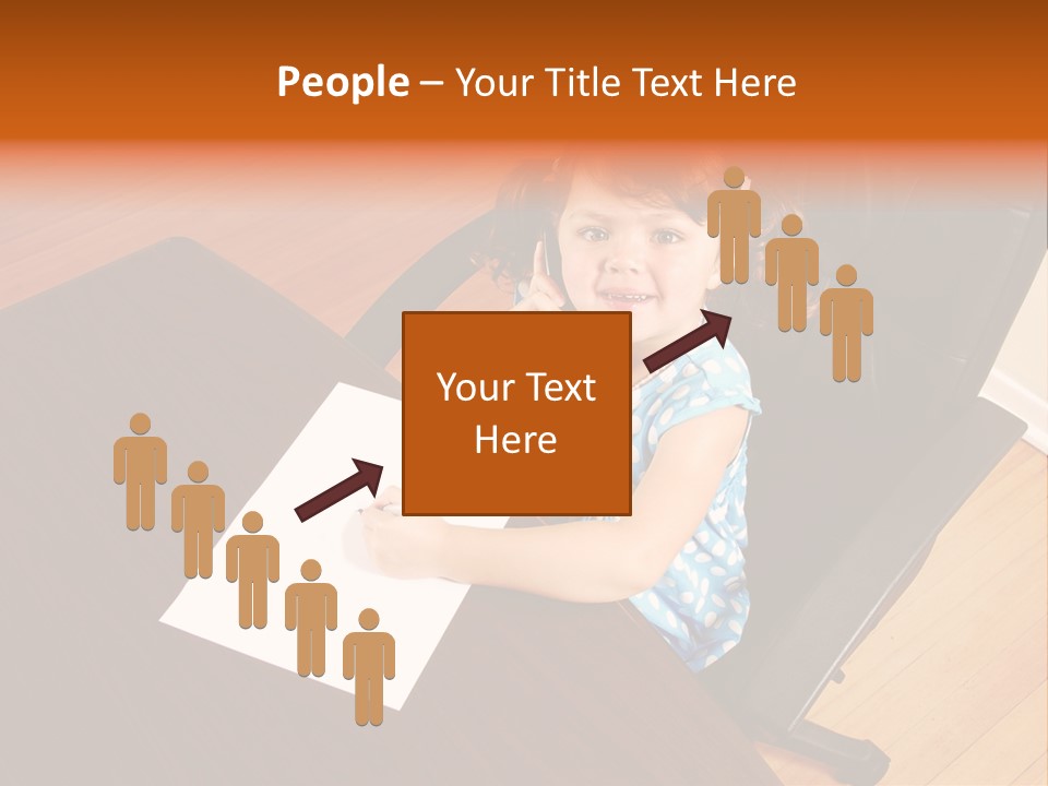 A Little Girl Sitting At A Desk Talking On A Phone PowerPoint Template