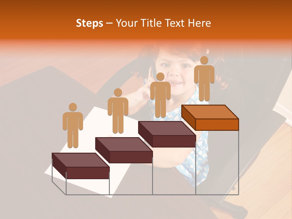 A Little Girl Sitting At A Desk Talking On A Phone PowerPoint Template