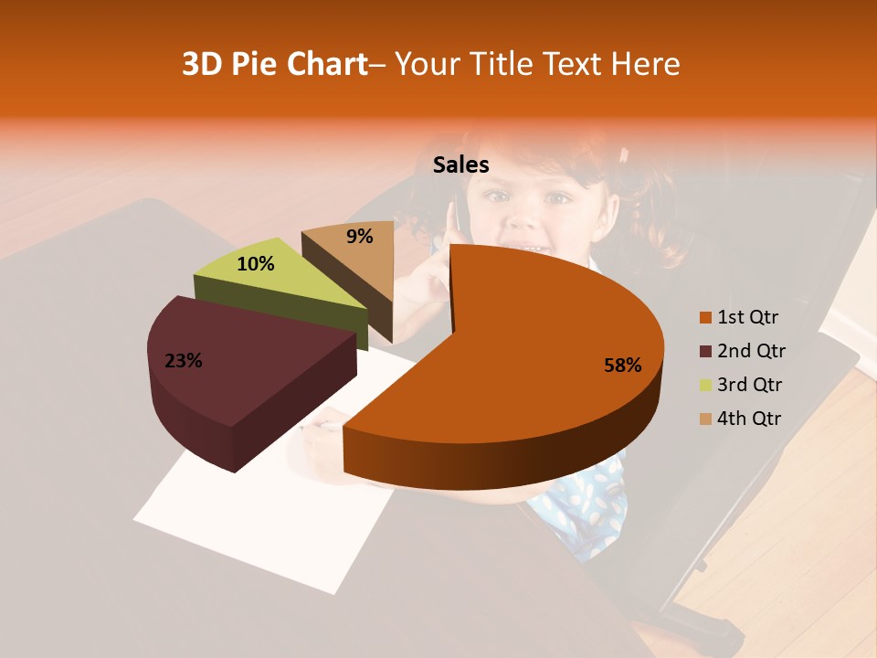 A Little Girl Sitting At A Desk Talking On A Phone PowerPoint Template