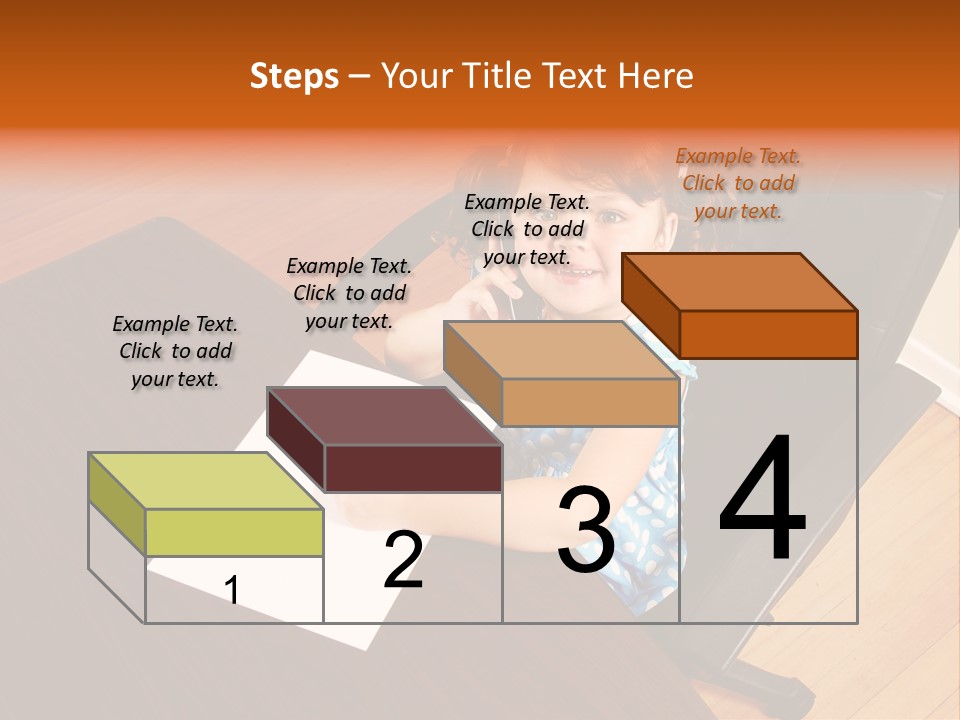 A Little Girl Sitting At A Desk Talking On A Phone PowerPoint Template