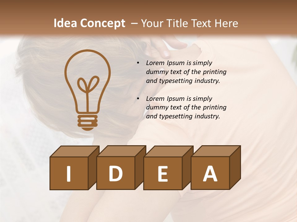 A Woman Sitting On A Bed With Her Back To The Camera PowerPoint Template