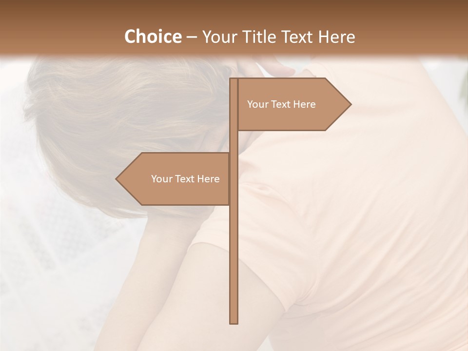 A Woman Sitting On A Bed With Her Back To The Camera PowerPoint Template