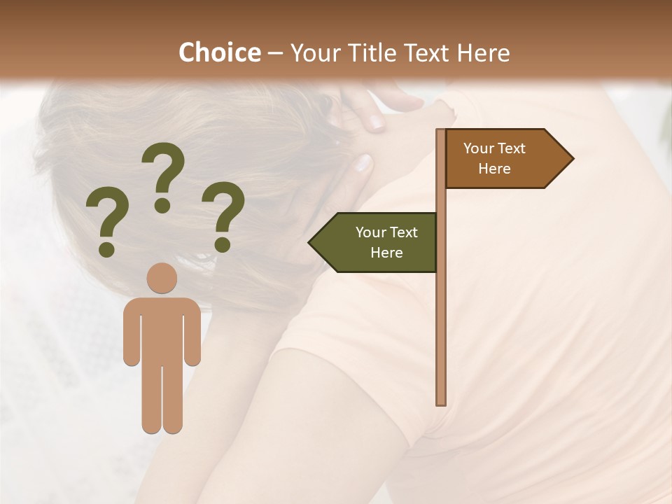 A Woman Sitting On A Bed With Her Back To The Camera PowerPoint Template