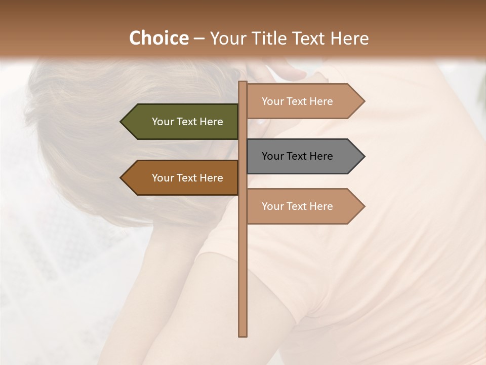 A Woman Sitting On A Bed With Her Back To The Camera PowerPoint Template