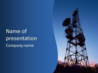 Diagonal Network Antenna PowerPoint Template