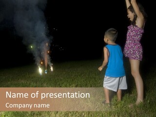 Boy Outside Smoke PowerPoint Template