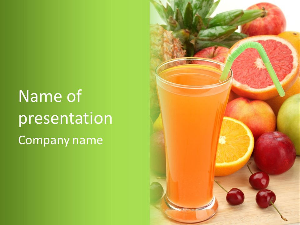 White Stack Juice PowerPoint Template