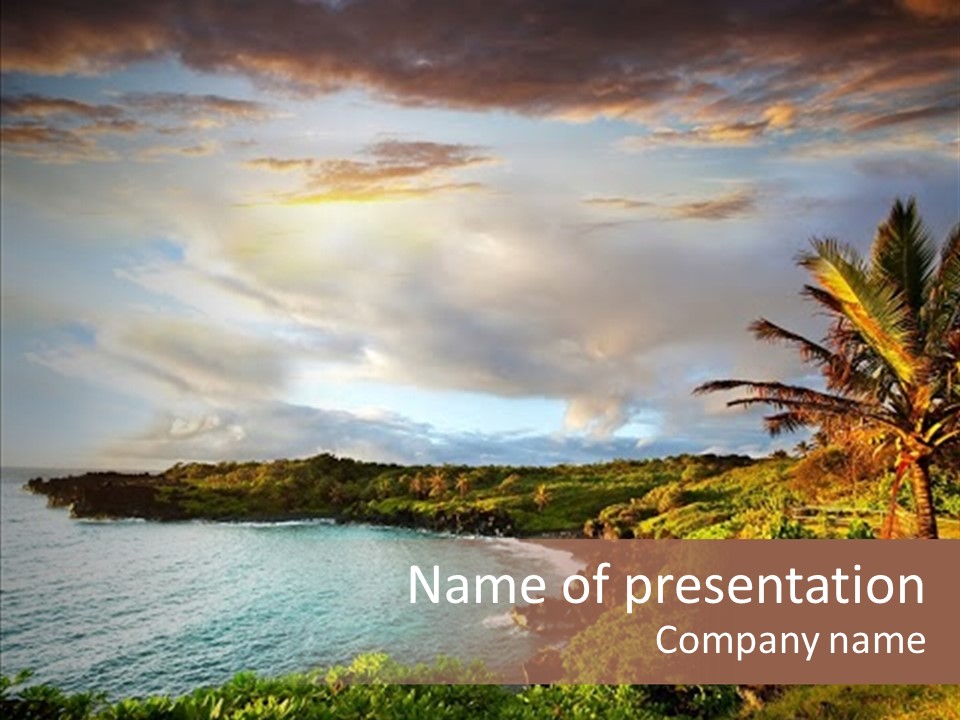 Seascape Island Mountain PowerPoint Template