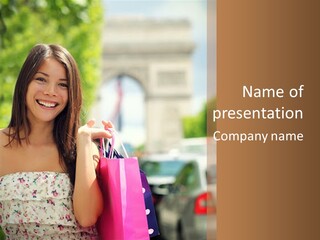 Female Elysees Happy PowerPoint Template