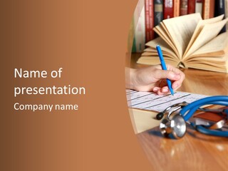 Desk Prescription Stethoscope PowerPoint Template