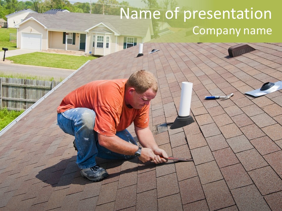 Roofer Leaks Roof PowerPoint Template