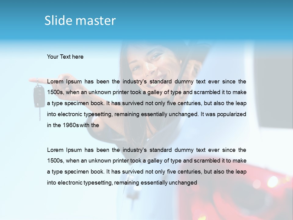 A Woman Holding A Car Key In Her Hand PowerPoint Template