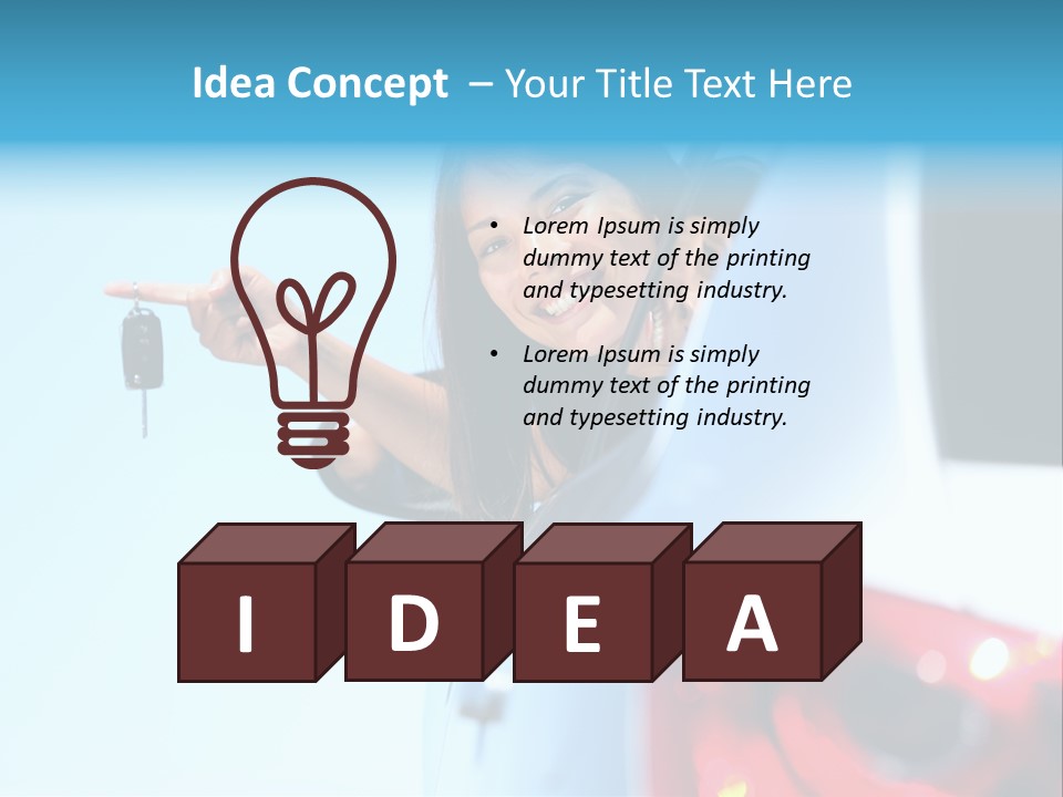 A Woman Holding A Car Key In Her Hand PowerPoint Template