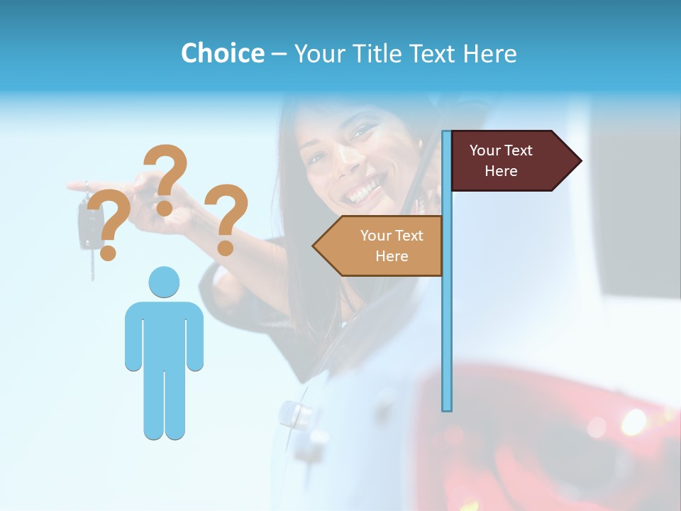 A Woman Holding A Car Key In Her Hand PowerPoint Template