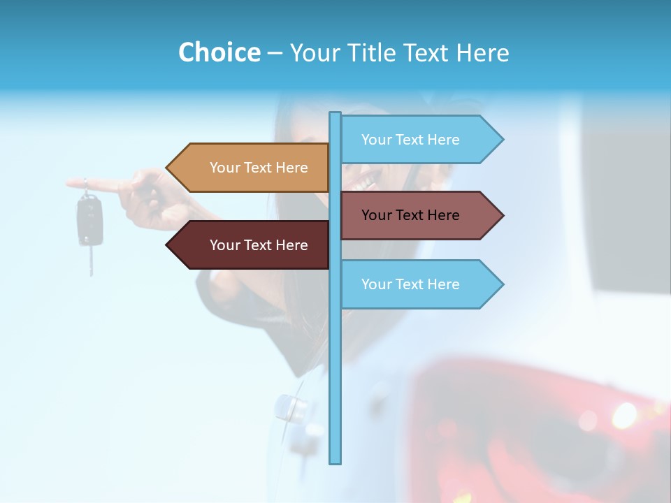 A Woman Holding A Car Key In Her Hand PowerPoint Template
