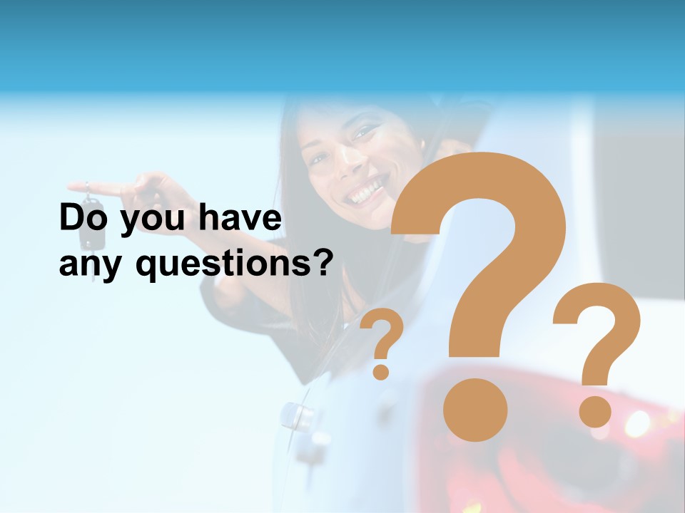 A Woman Holding A Car Key In Her Hand PowerPoint Template