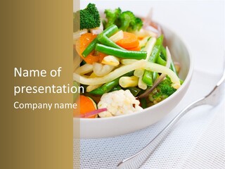 A Bowl Of Food With Broccoli, Carrots, Cauliflower And PowerPoint Template