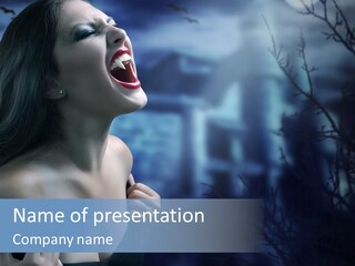 Woman Bloodshot Twilight PowerPoint Template