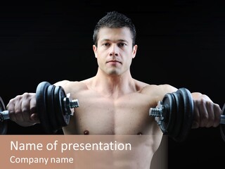 Healthy Person Dumbbell PowerPoint Template