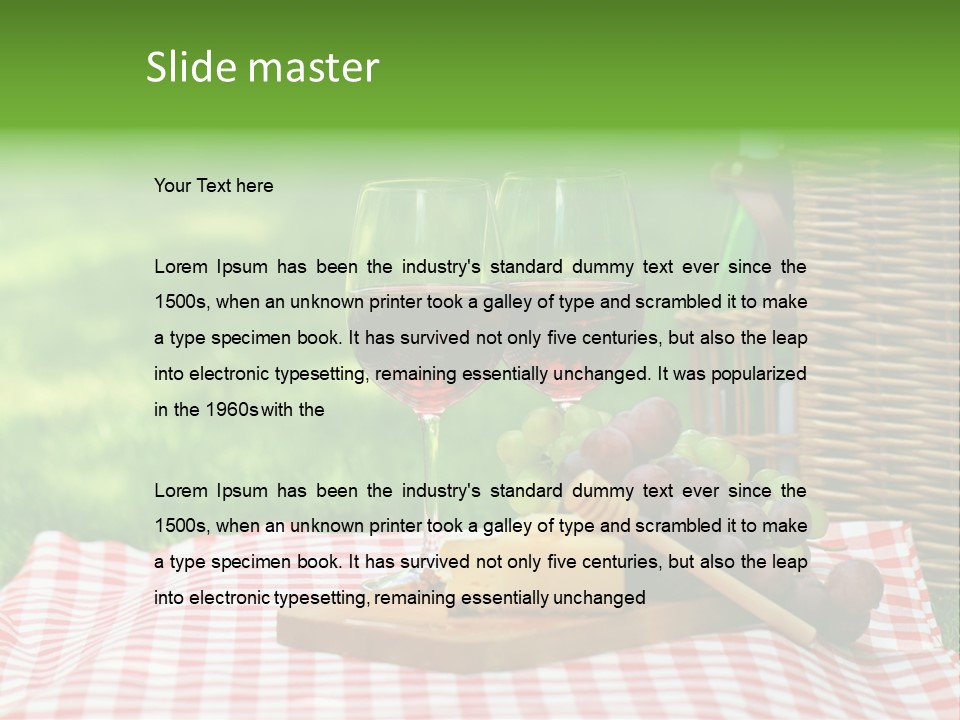 Two Glasses Of Wine On A Picnic Table PowerPoint Template