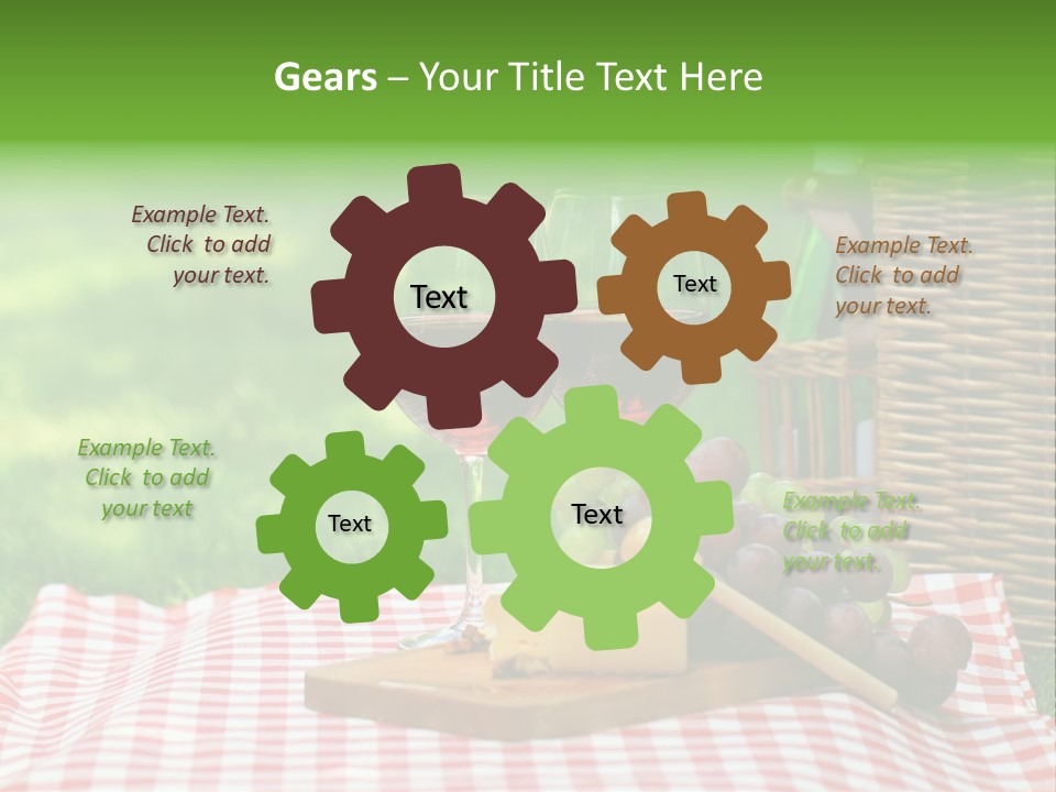 Two Glasses Of Wine On A Picnic Table PowerPoint Template