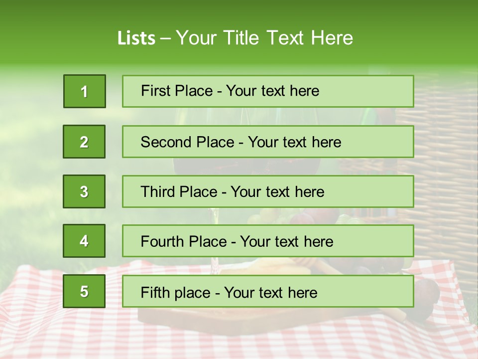 Two Glasses Of Wine On A Picnic Table PowerPoint Template