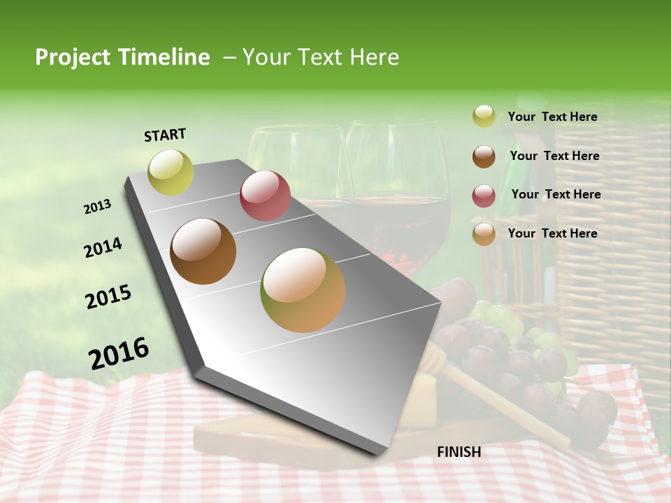 Two Glasses Of Wine On A Picnic Table PowerPoint Template