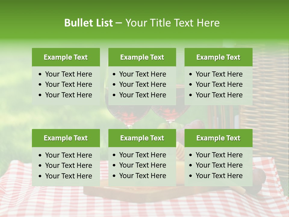 Two Glasses Of Wine On A Picnic Table PowerPoint Template