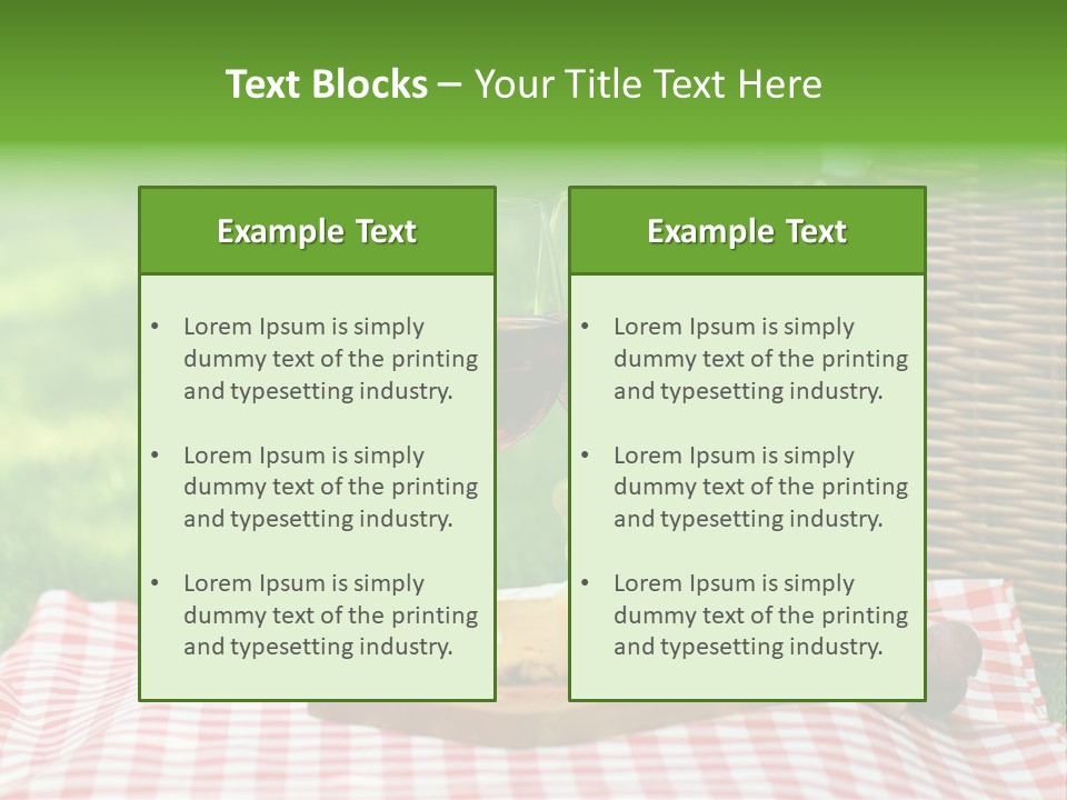 Two Glasses Of Wine On A Picnic Table PowerPoint Template