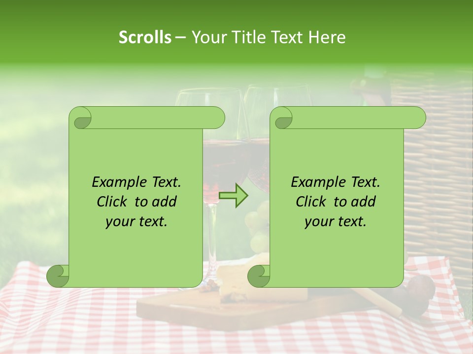 Two Glasses Of Wine On A Picnic Table PowerPoint Template