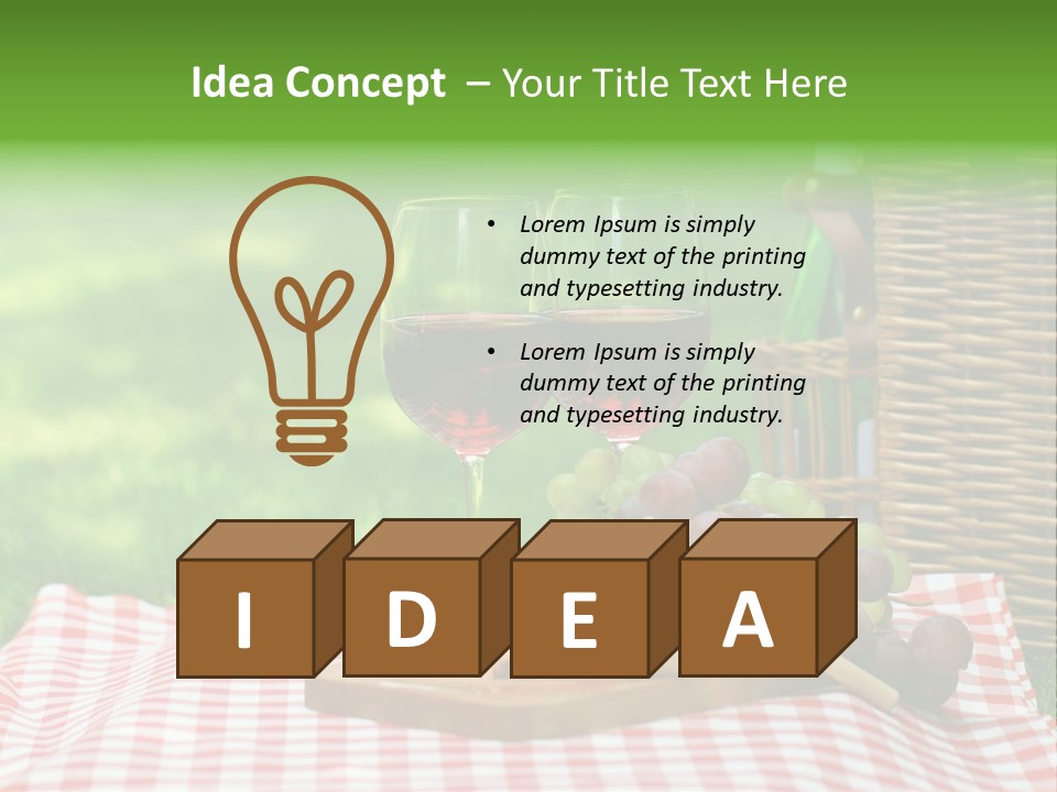 Two Glasses Of Wine On A Picnic Table PowerPoint Template