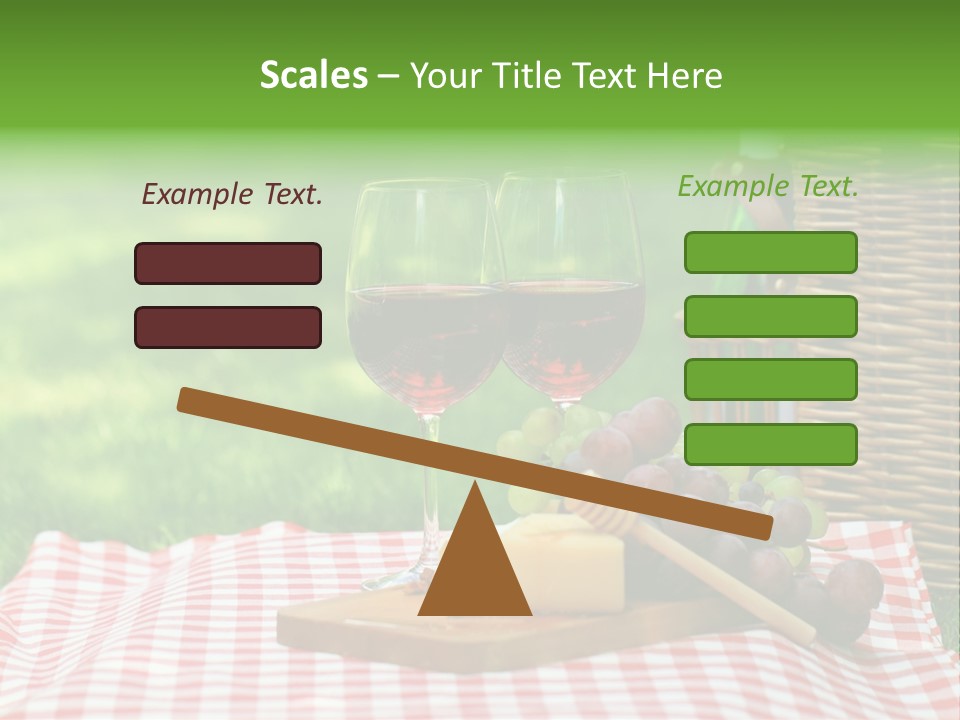 Two Glasses Of Wine On A Picnic Table PowerPoint Template