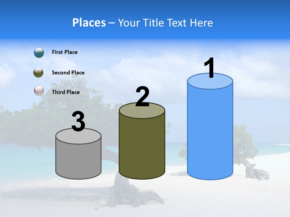 A Tree On A Beach With Blue Water In The Background PowerPoint Template