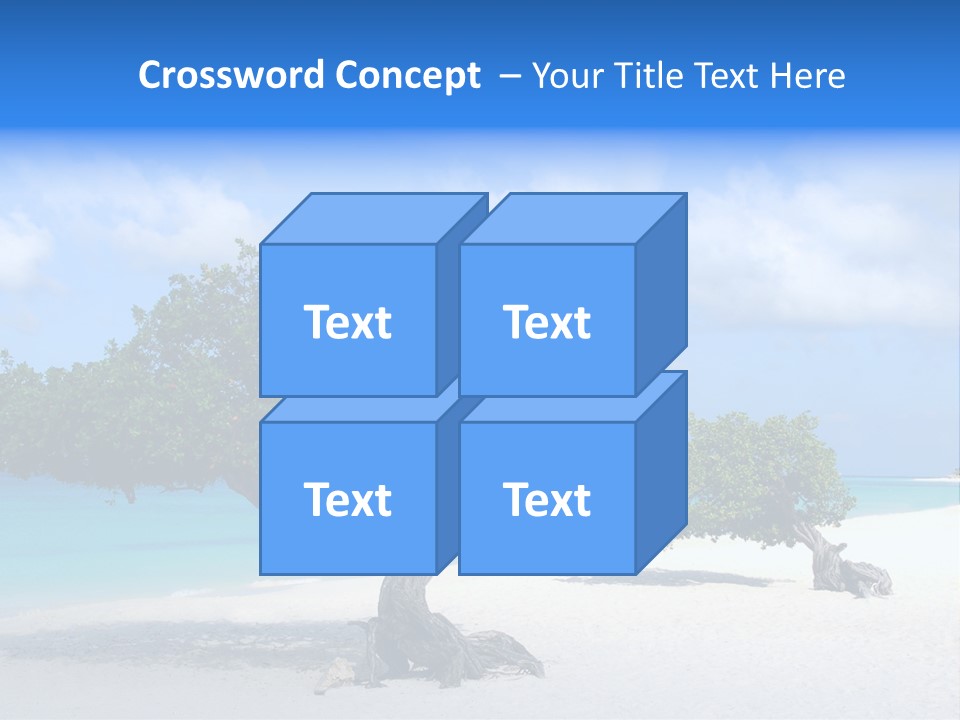 A Tree On A Beach With Blue Water In The Background PowerPoint Template