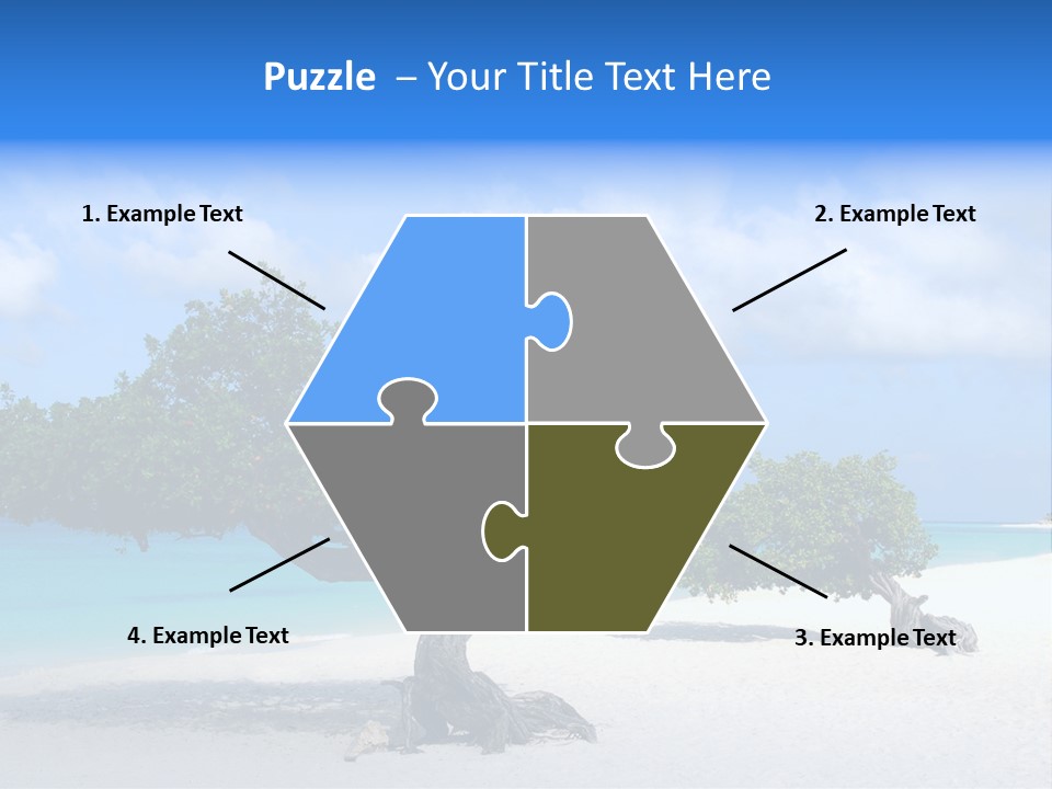 A Tree On A Beach With Blue Water In The Background PowerPoint Template