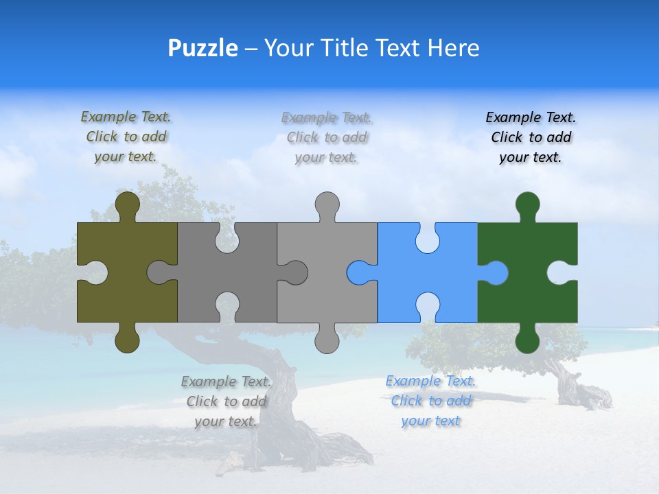 A Tree On A Beach With Blue Water In The Background PowerPoint Template