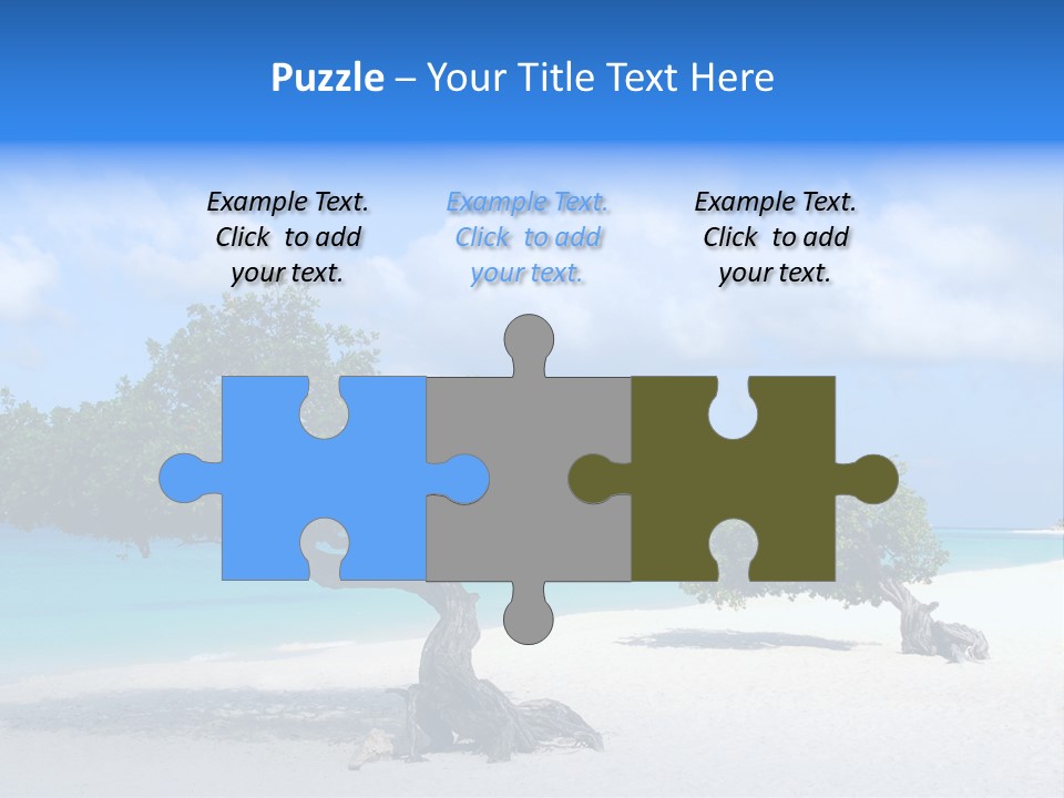 A Tree On A Beach With Blue Water In The Background PowerPoint Template