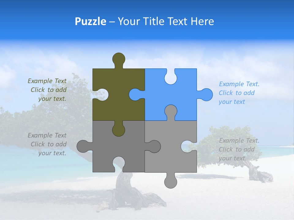 A Tree On A Beach With Blue Water In The Background PowerPoint Template