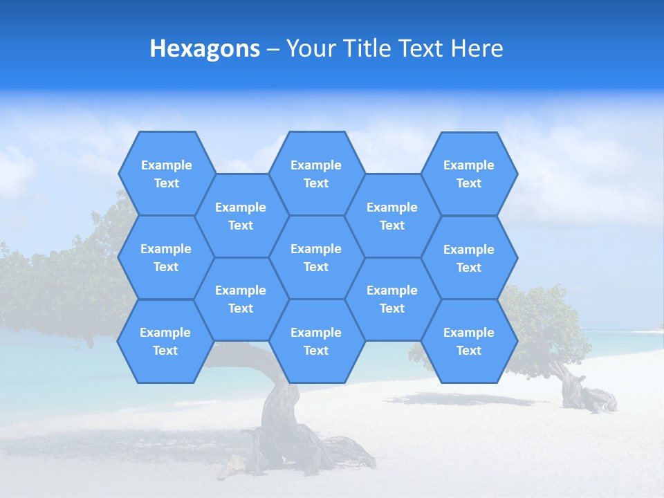 A Tree On A Beach With Blue Water In The Background PowerPoint Template