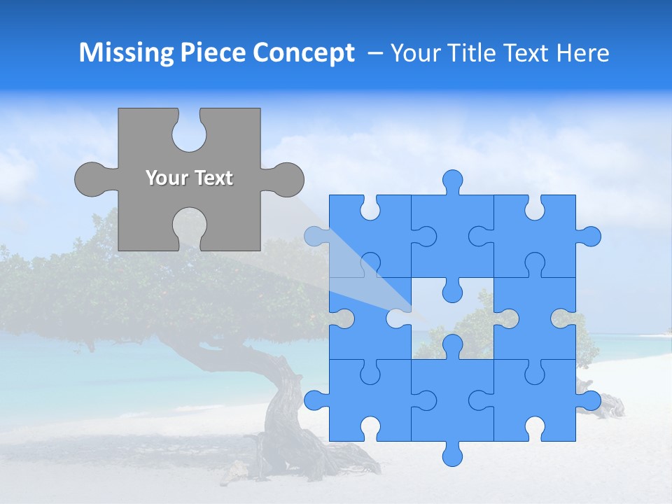 A Tree On A Beach With Blue Water In The Background PowerPoint Template