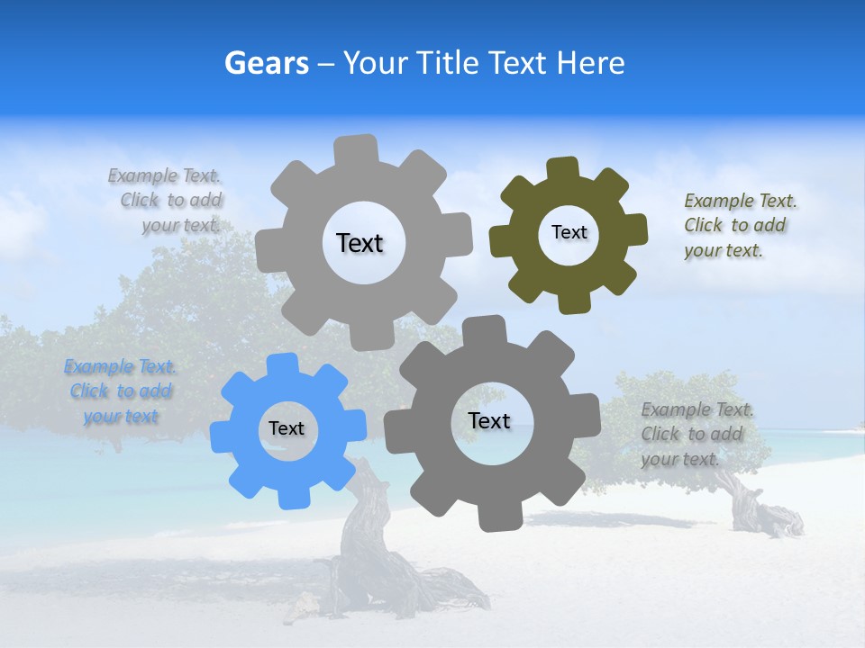 A Tree On A Beach With Blue Water In The Background PowerPoint Template