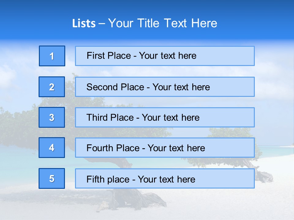 A Tree On A Beach With Blue Water In The Background PowerPoint Template