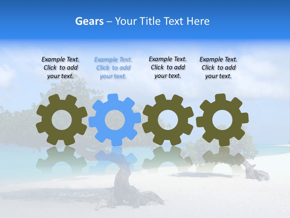 A Tree On A Beach With Blue Water In The Background PowerPoint Template