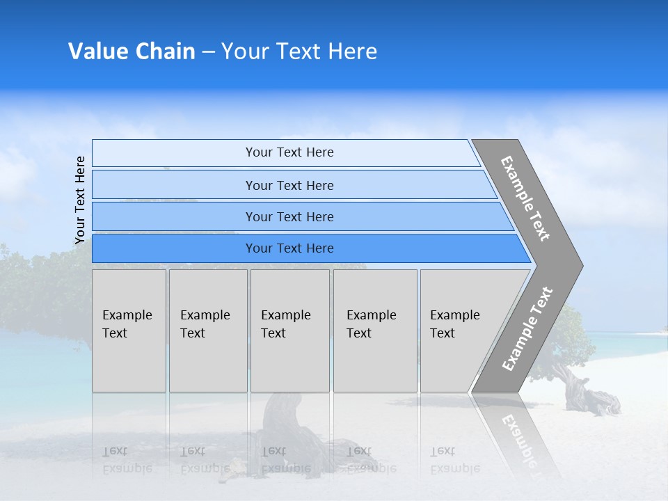 A Tree On A Beach With Blue Water In The Background PowerPoint Template