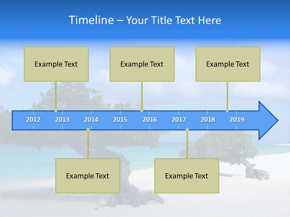 A Tree On A Beach With Blue Water In The Background PowerPoint Template